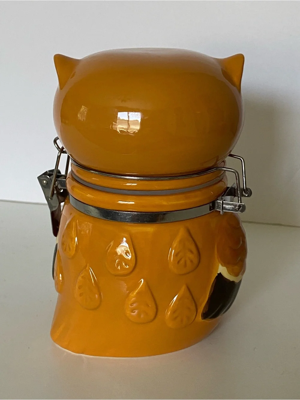 Owl Jar Canister Small Tea 6” X 4” Woodland Friends Ceramic Boston Traders Hinge